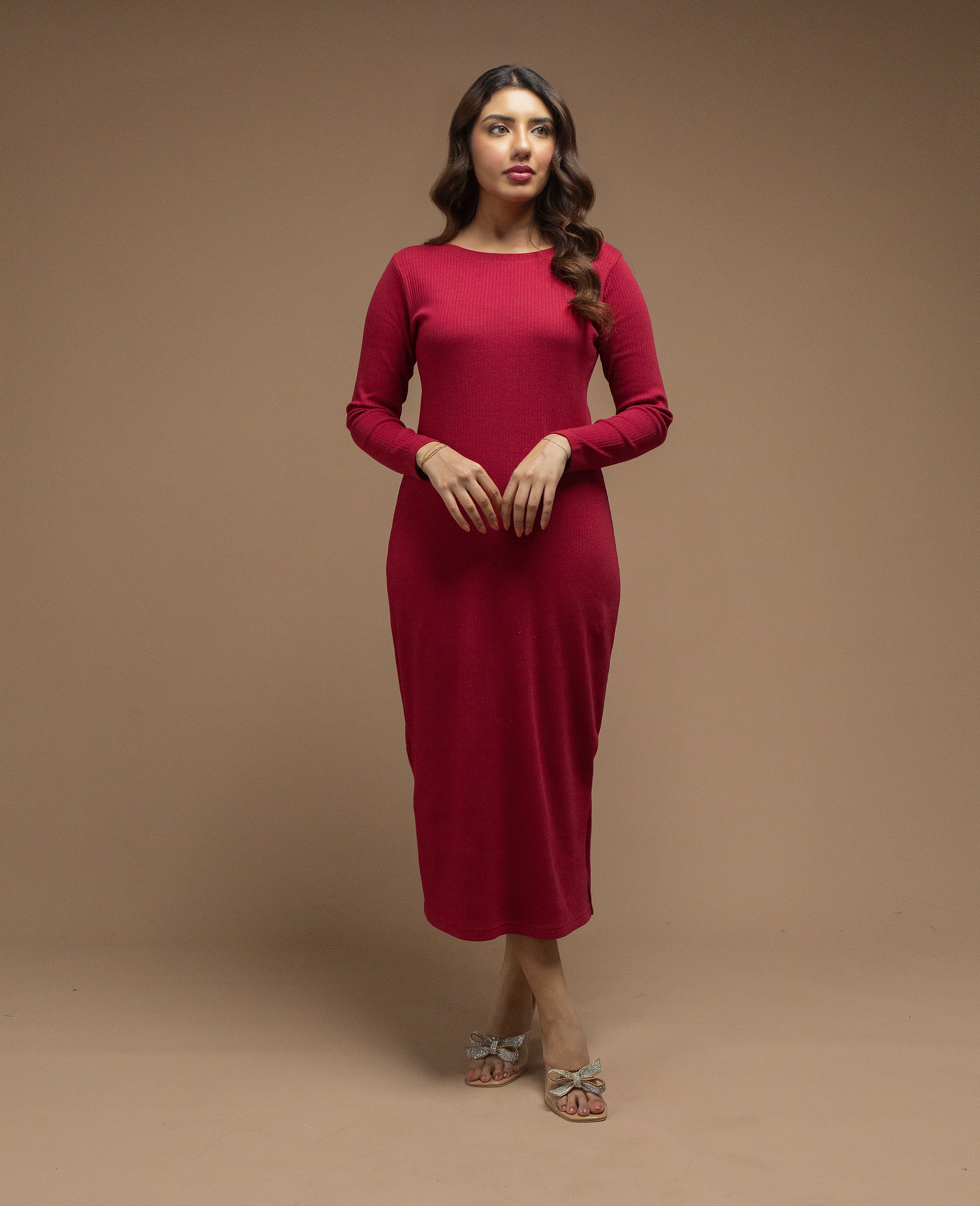 Basic Rib Bodycon - Red